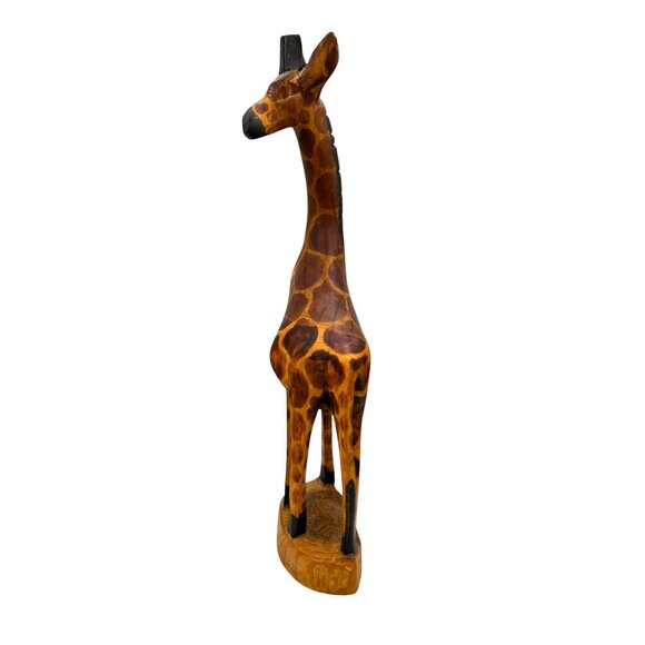 Hand-Carved Wooden Giraffe Figurine Set - Picture 7 of 16